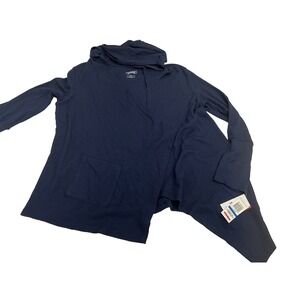 Style & Co Women Navy Blue Waffle Knit Hooded Open Front Cardigan Sweater XL NWT